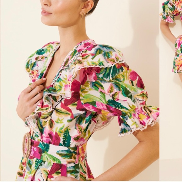 FARM Rio Painted Flowers Romper - Picture 3 of 5